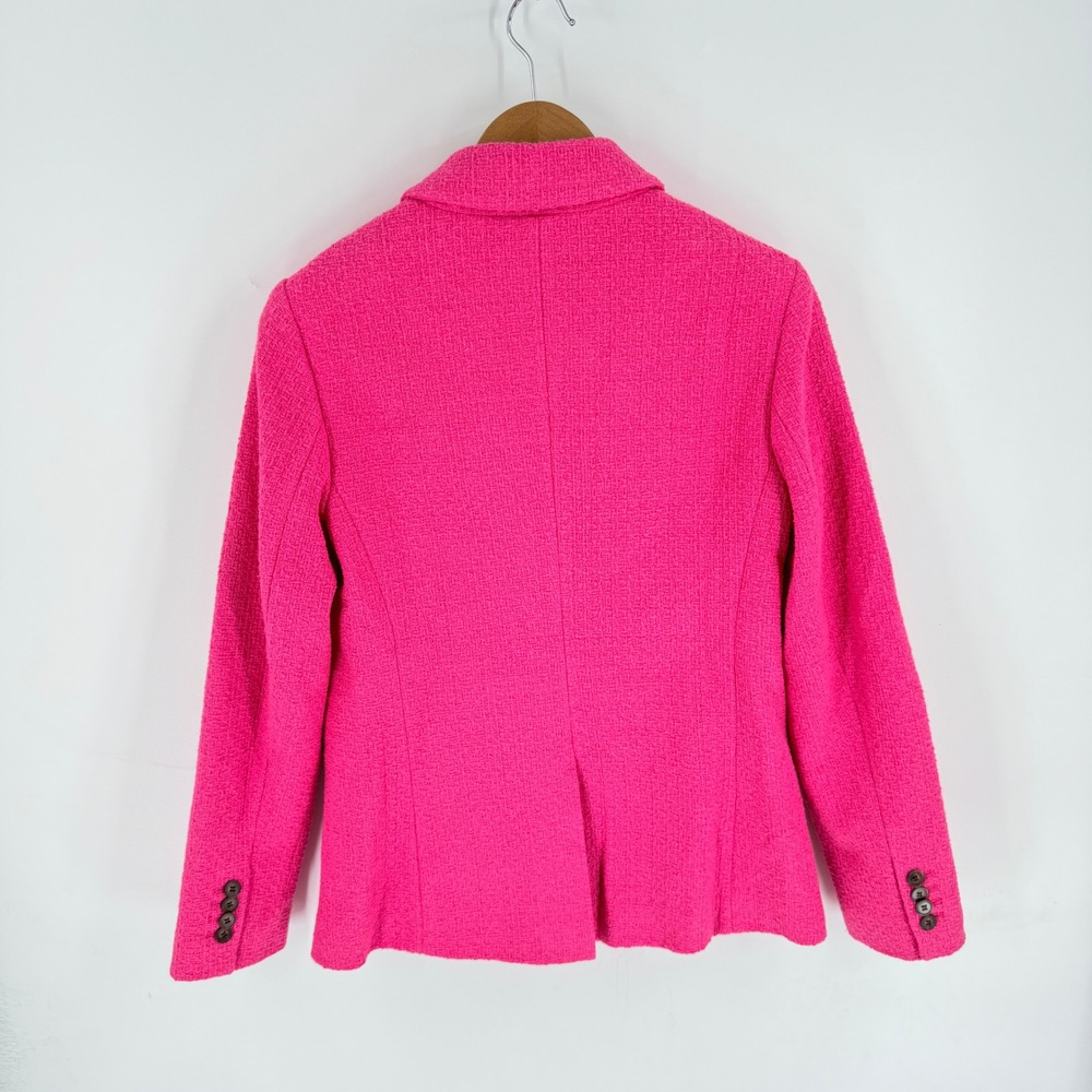 Boden Stamford Textured Blazer Hot Pink Size 4 US Cotton Blend Vibrant Preppy - Picture 2 of 8